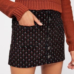 Free People We The Free Black‎ Joanie Cord Mini Skirt Size 26